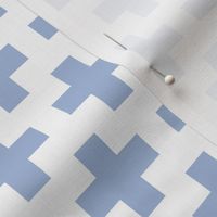 Chambray Blue Crosses on White