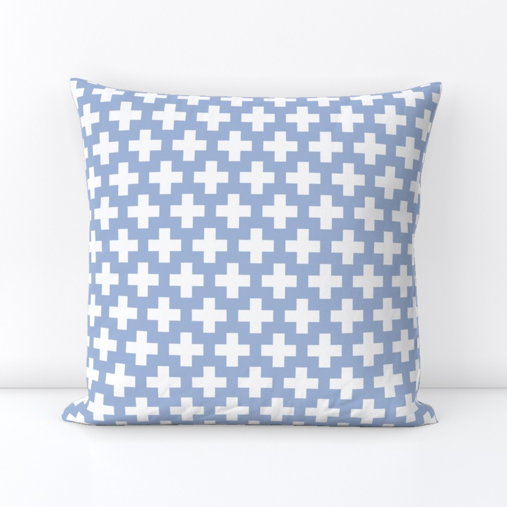 White Crosses on Chambray Blue