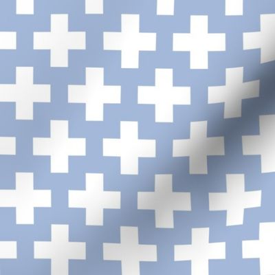 White Crosses on Chambray Blue