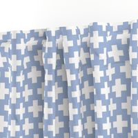 White Crosses on Chambray Blue