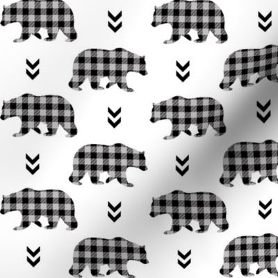 Bears  – Gray and Black Plaid Bear Buffalo Plaid Check Baby Nursery Bedding