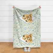 54” x 36” Sloth Blanket Panel, Mom Dad & Baby Sloth Family Bedding (S1), MINKY size panel,  FABRIC REQUIRED IS 54” or WIDER
