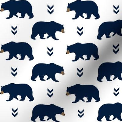 Navy Bears & Chevron Arrows - Blue Bear Baby Boy Nursery Woodland Animals Kids Childrens Bedding