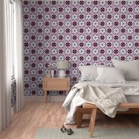 art nouveau wallflower checker burgundy orchid navy