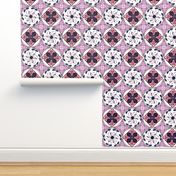 art nouveau wallflower checker burgundy orchid navy