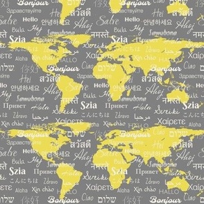 hello world languages gray yellow