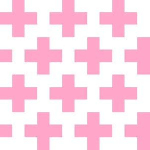 Carnation Pink Crosses on White