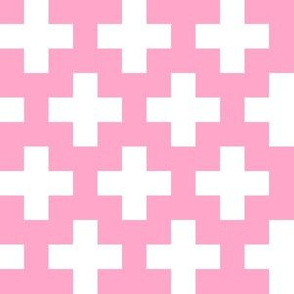 White Crosses on Carnation Pink