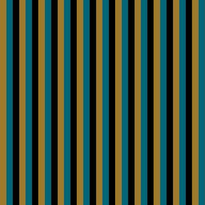 Quarter Inch Medium Gold, Teal Blue, and Black Vertical Stripes