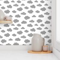 Gray monochrome love clouds abstract geometric gender neutrals prints for kids