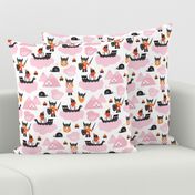 Cute kids historical hero theme viking battle ship whale and scandinavian woodland in pink and orange for girls