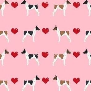 Rat Terrier love hearts dog breed fabric pink