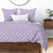 Bunnies Rabbits & Carrots On Violet Purple