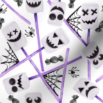 8" Spooky Marshmallow Ghosts // Purple