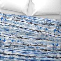 Watercolor waves - stripes in blue and black