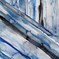 Watercolor waves - stripes in blue and black