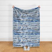 Watercolor waves - stripes in blue and black