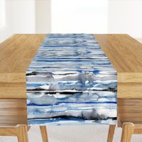 Watercolor waves - stripes in blue and black