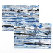 Watercolor waves - stripes in blue and black