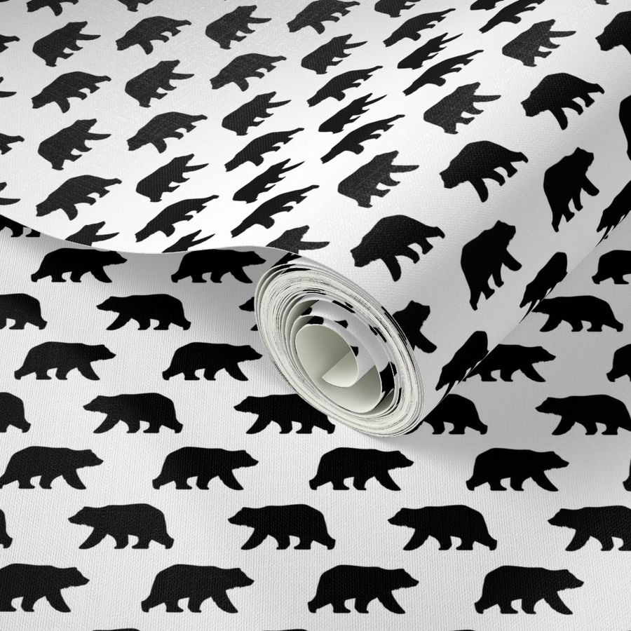 Tiny Black Bears - Baby Nursery Woodland Animals Black and White Minimalist Kids Childrens Bedding