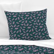 Teal tropical leaves winter garden modern abstract botanical designs pink mint