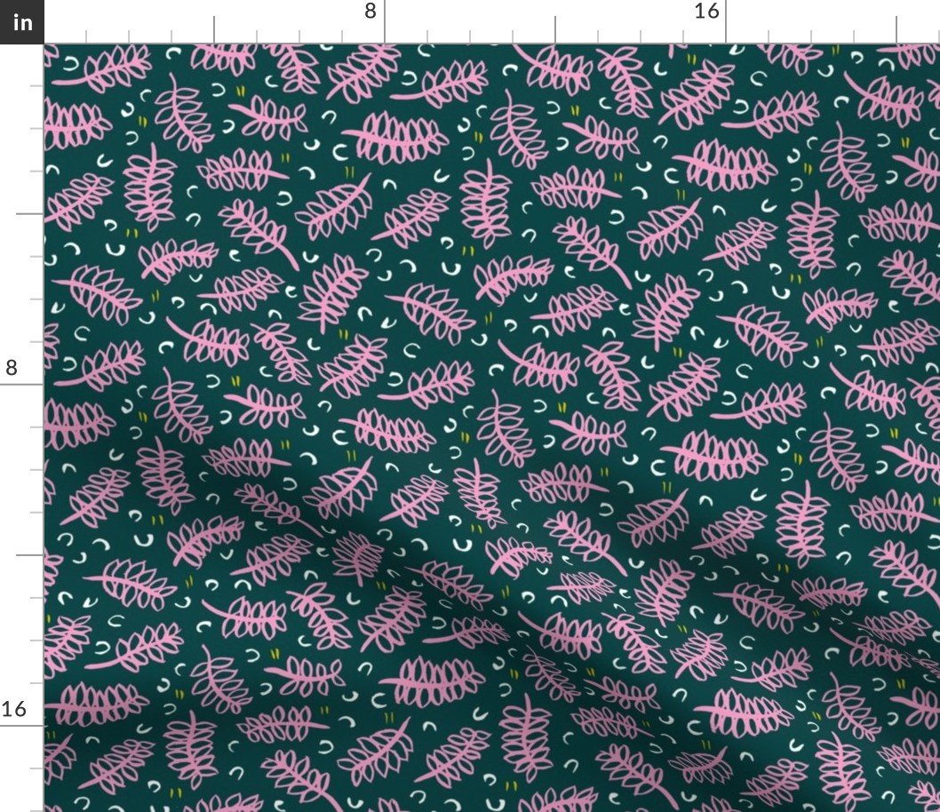 Teal tropical leaves winter garden modern abstract botanical designs pink mint