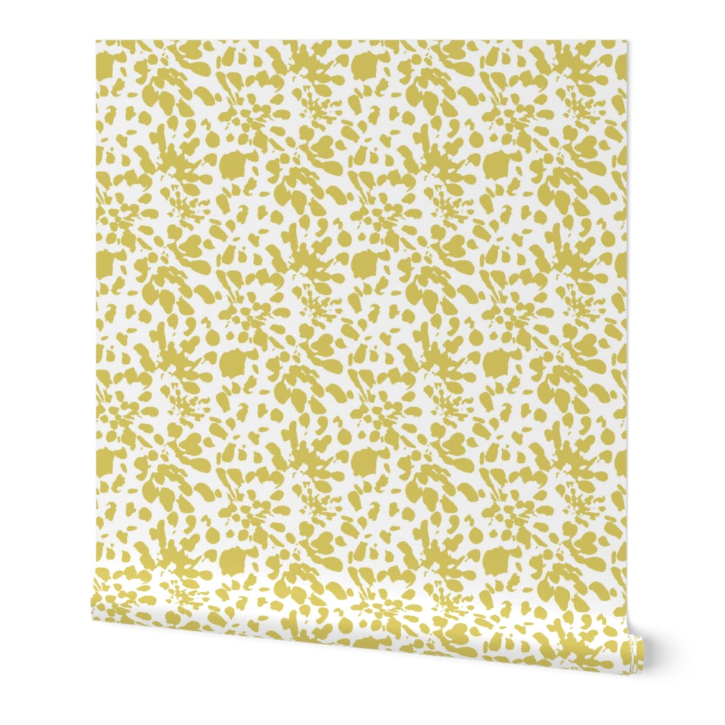 17-13B Yellow Gold Spots and Dots Abstract Floral || Green White Flower Large _ Miss Chiff Designs 