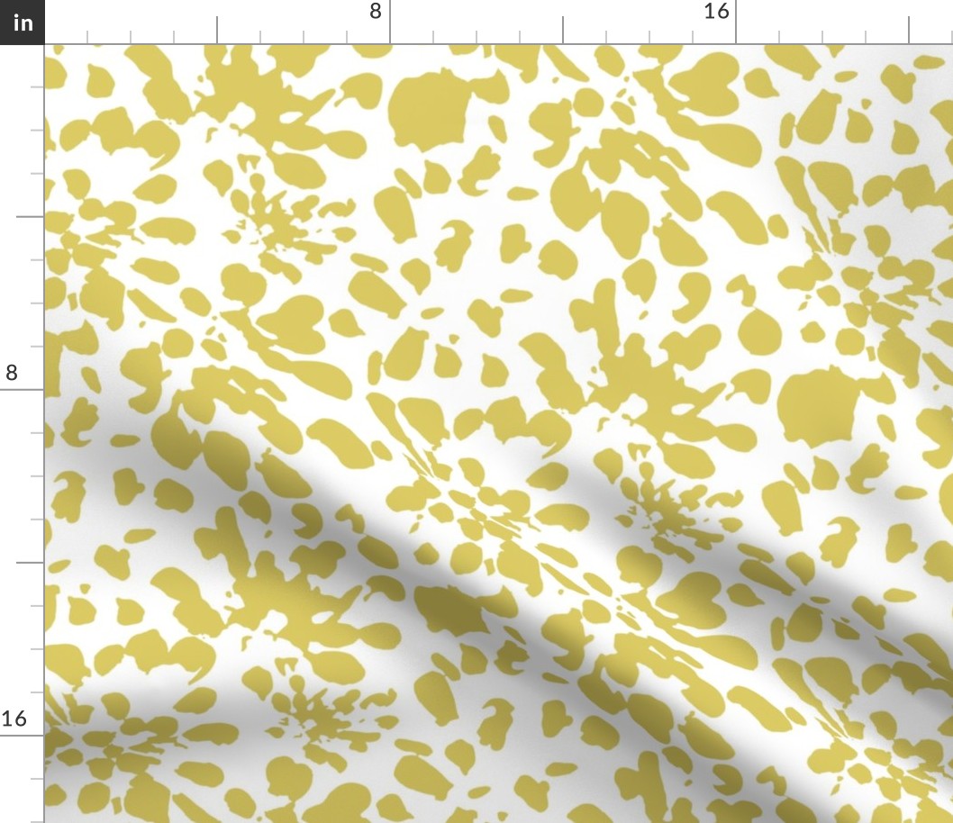 17-13B Yellow Gold Spots and Dots Abstract Floral || Green White Flower Large _ Miss Chiff Designs 