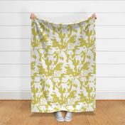 17-13A Yellow Gold  Green white Abstract Floral XL Home Decor || Flower Paint  spots dots _ Miss Chiff Designs 