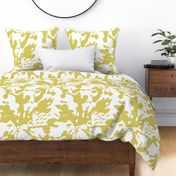 17-13A Yellow Gold  Green white Abstract Floral XL Home Decor || Flower Paint  spots dots _ Miss Chiff Designs 