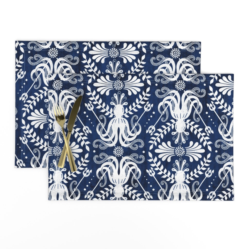 Mythos - Nautical Octopus Damask Blue Large Scale