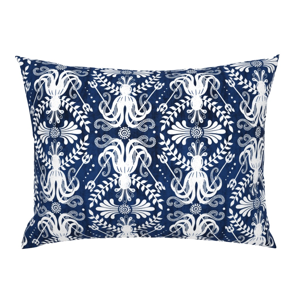 Mythos - Nautical Octopus Damask Blue Large Scale