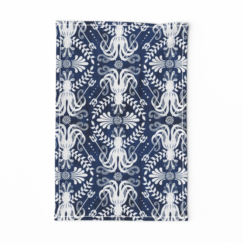 Mythos - Nautical Octopus Damask Blue Large Scale