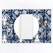 Mythos - Nautical Octopus Damask Blue Large Scale