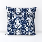 Mythos - Nautical Octopus Damask Blue Large Scale