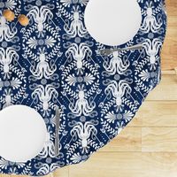 Mythos - Nautical Octopus Damask Blue Large Scale