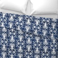 Mythos - Nautical Octopus Damask Blue Large Scale