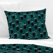 Teal lemon poppy fruit and flower winter garden modern abstract botanical designs pink mint