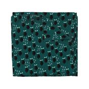 Teal lemon poppy fruit and flower winter garden modern abstract botanical designs mint