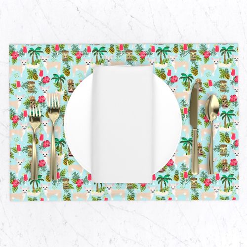 chihuahua tiki fabric - cute island summer tropical design - tiki style