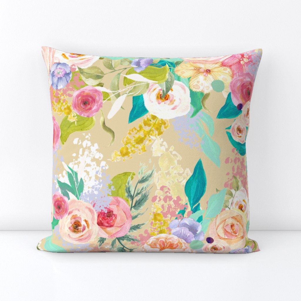 Pastel Garden Spring Floral // Biscuit