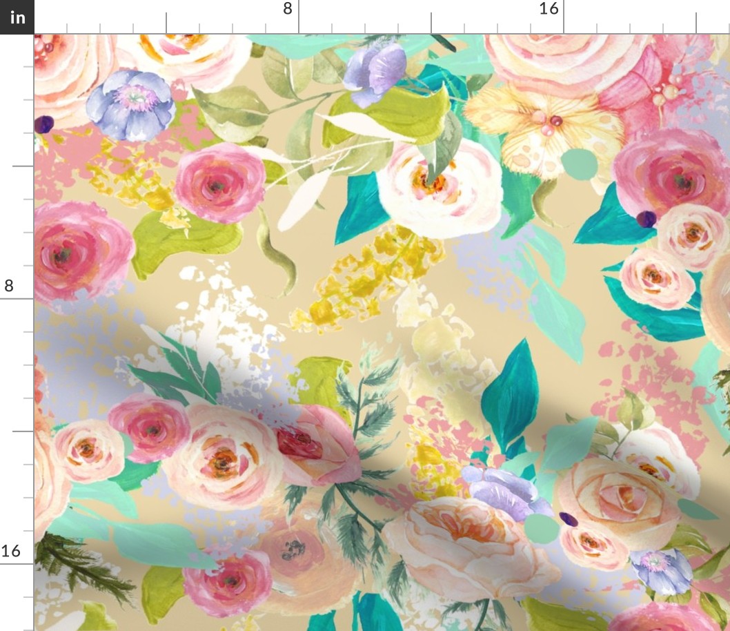 Pastel Garden Spring Floral // Biscuit