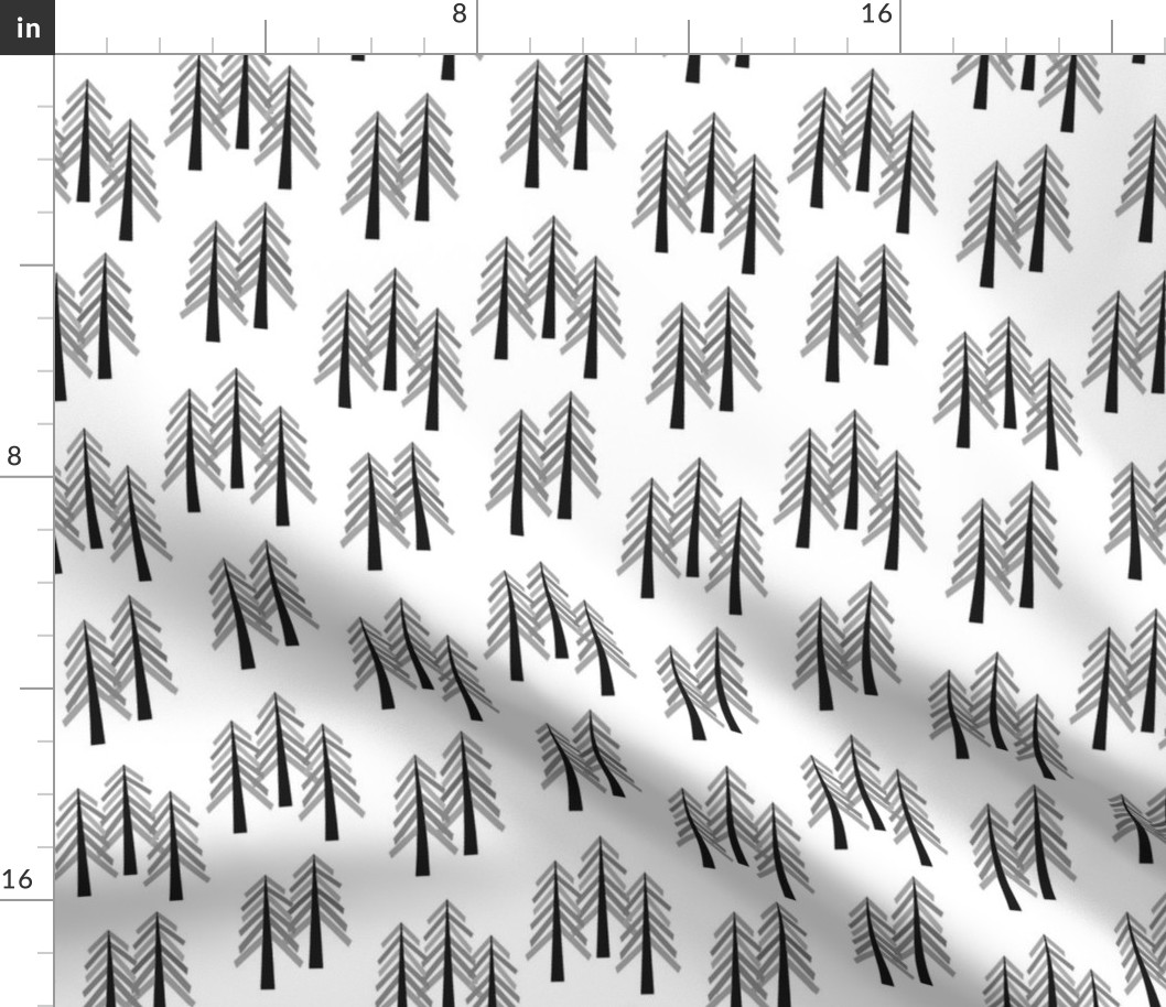 Monochrome Trees - Woodland Forest Tree Grove B