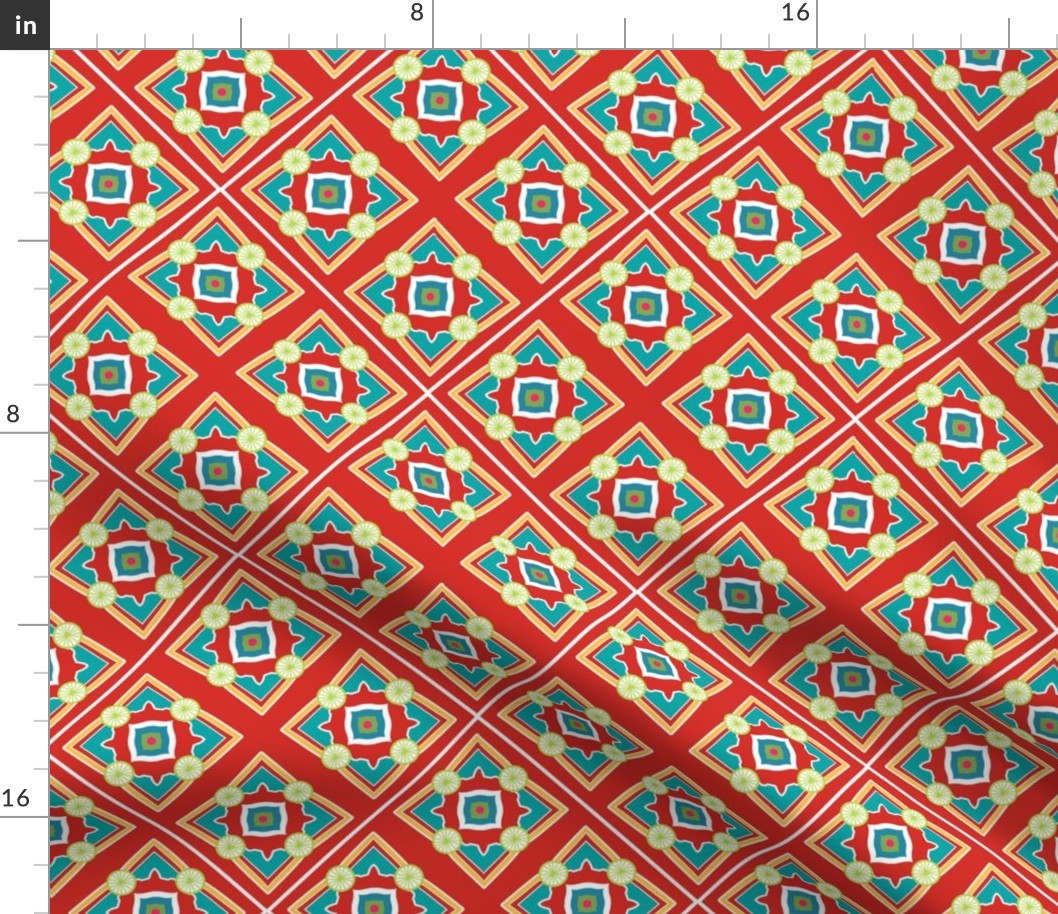 Spanish Tile Red and Persian Green