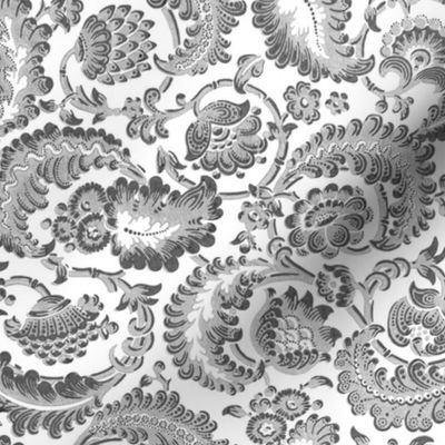 Almack's Blocked Floral ~ Faux Silver 