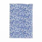 Almack's Blocked Floral ~ Willow Ware Blue and White 