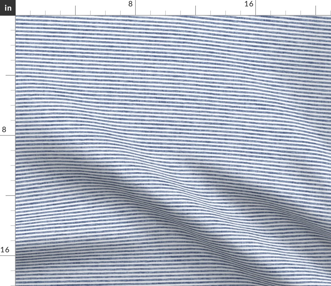 Horizontal Sketchy White Stripes on Dusty Blue Woven Texture