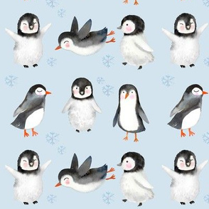 Winter Penguins // Small // Light Blue