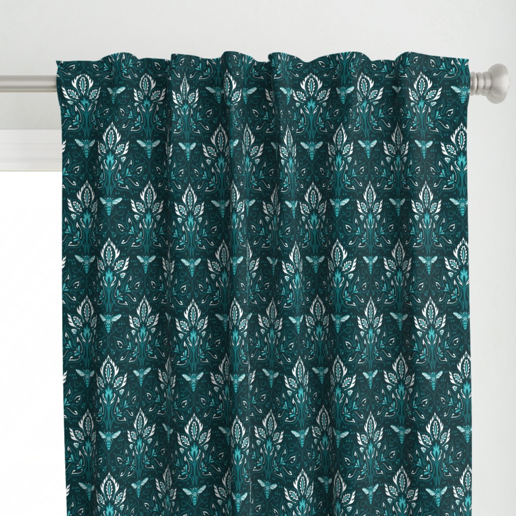 Bee Damask - smaller teal