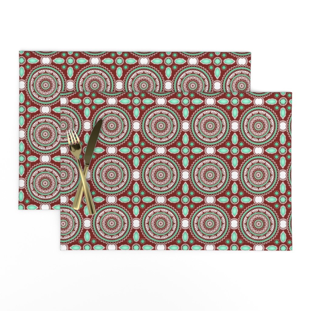 Garnet and Mint Spanish Tile Inspired